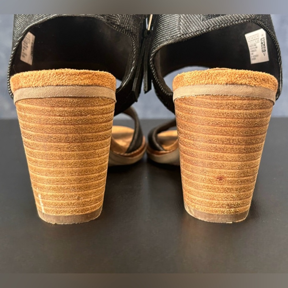 NWOT TOMS Majorca Cutout Sandals Black Denim Women's Size 5.5 - Picture 4 of 13
